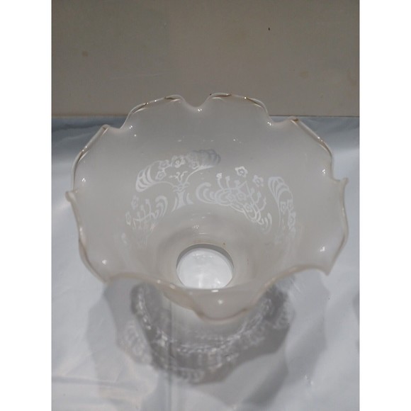 Replacement Vintage Glass Lamp Shade with Furled Top Edge & Frosted 2" Opening - Picture 5 of 15